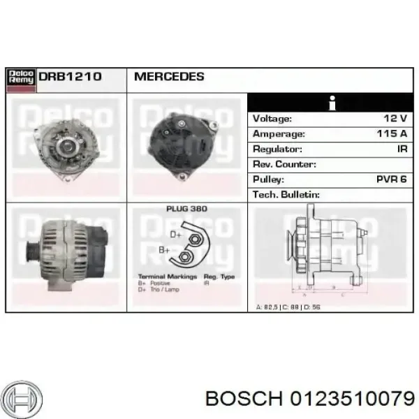Alternador 0123510079 Bosch