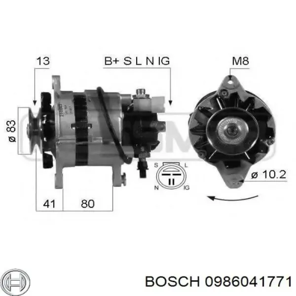 Alternador 0986041771 Bosch