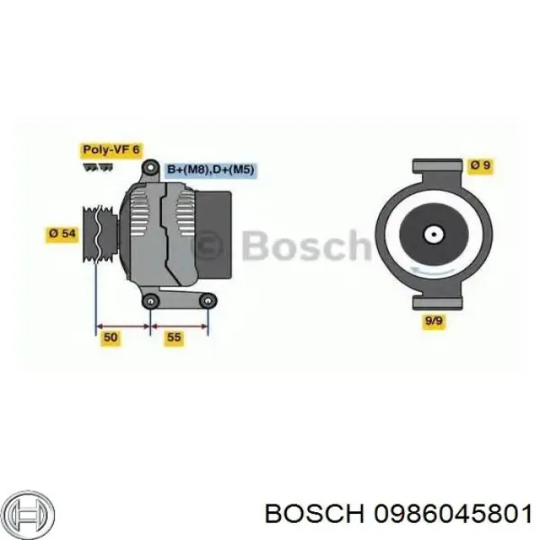 Alternador 0986045801 Bosch
