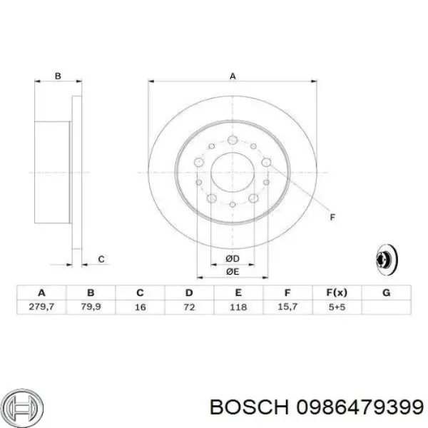 Disco de freno trasero Fiat Ducato 3 250