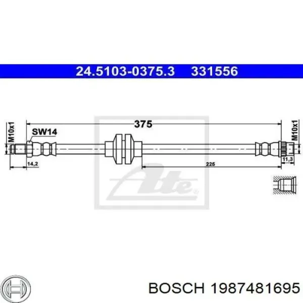 Latiguillos de freno delantero ADBP530008 Blue Print