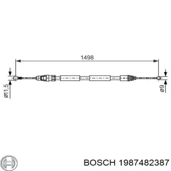 Cable de freno de mano trasero izquierdo 1987482387 Bosch