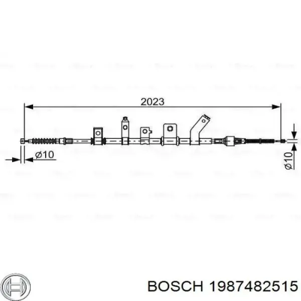 Cable de freno de mano trasero izquierdo 1987482515 Bosch