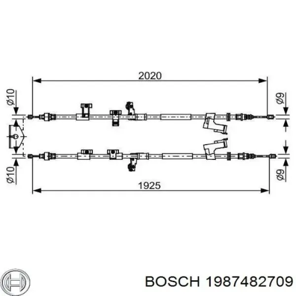 Cable de freno de mano trasero derecho/izquierdo 1987482709 Bosch