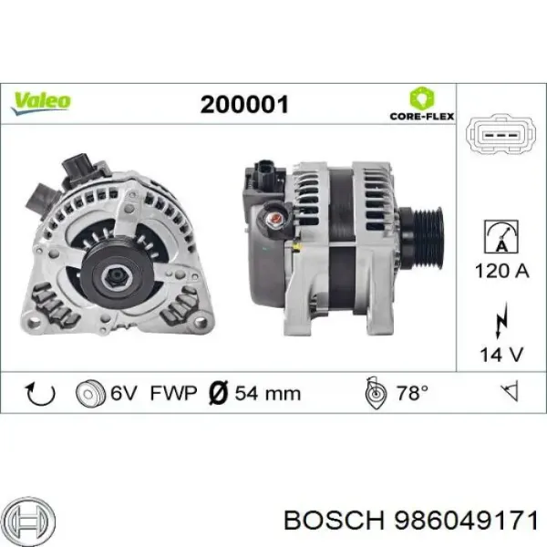 Alternador 986049171 Bosch