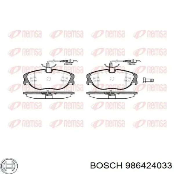 Pastillas de freno 986424033 Bosch