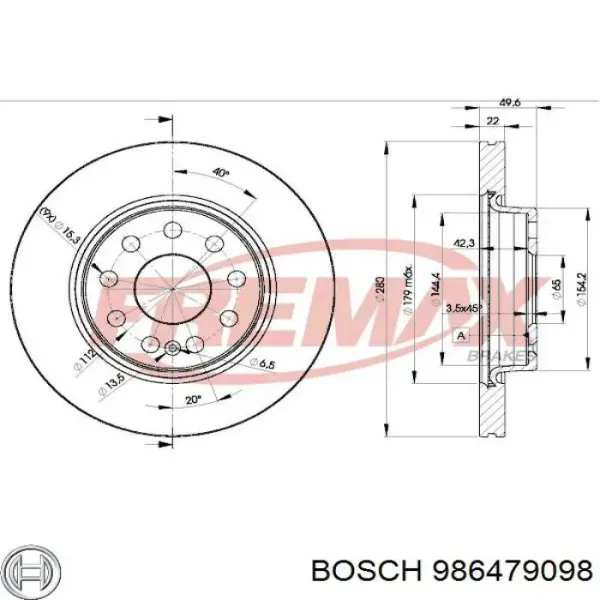 Disco de freno 986479098 Bosch