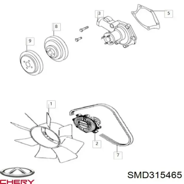 Junta de bomba de agua SMD315465 Chery