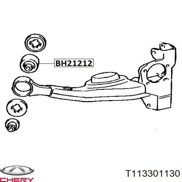Buje del brazo longitudinal trasero T113301130 Chery