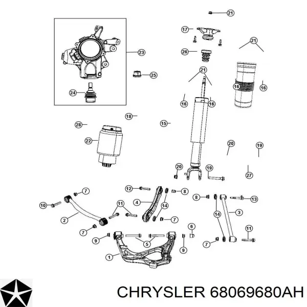 Amortiguador trasero 68069680AH Chrysler