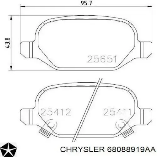 Pastillas de freno traseras 68088919AA Chrysler