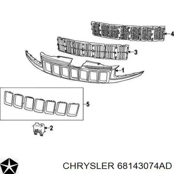 Parrilla 68143074AD Chrysler