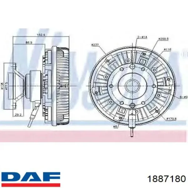 Embrague viscoso de ventilador 1887180 DAF
