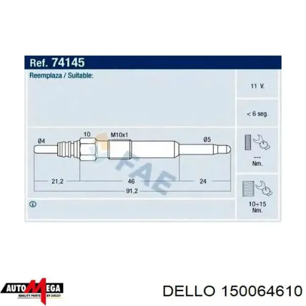 Bujía de incandescencia Volkswagen Polo 4 9N1
