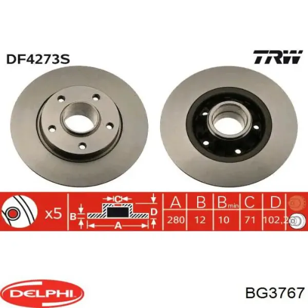 Disco de freno trasero Renault Trafic 2 FL