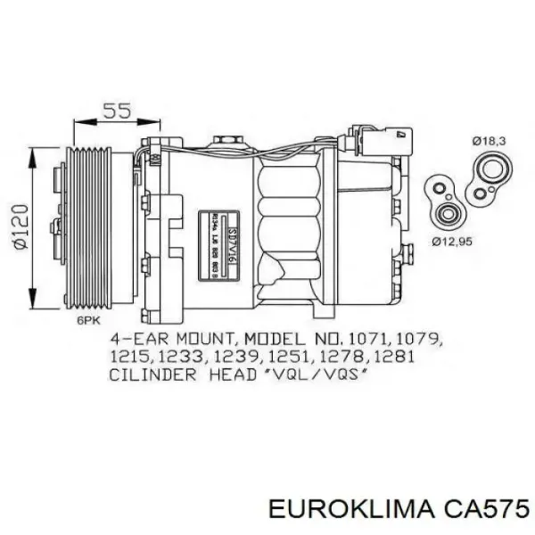 Polea del compresor de aire acondicionado CA575 Euroklima