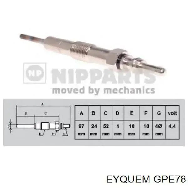 Bujía de precalentamiento GPE78 Eyquem