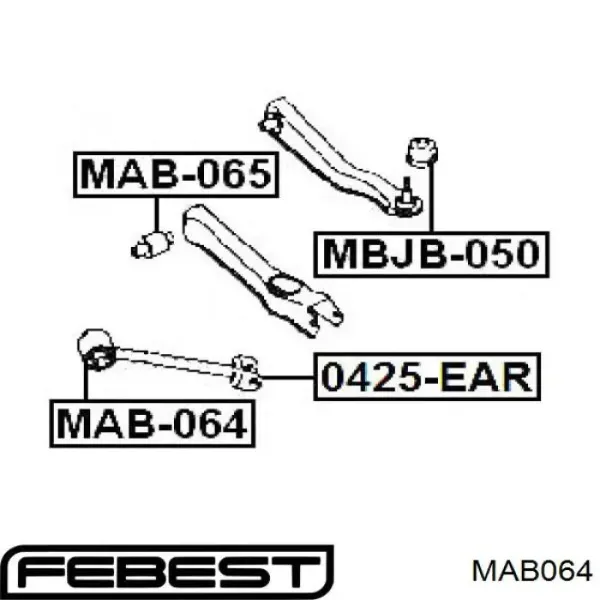 Buje delantero del brazo longitudinal trasero MB864736 Mitsubishi