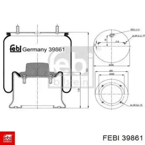 Bolsa neumática del eje RML75139C2 Blacktech