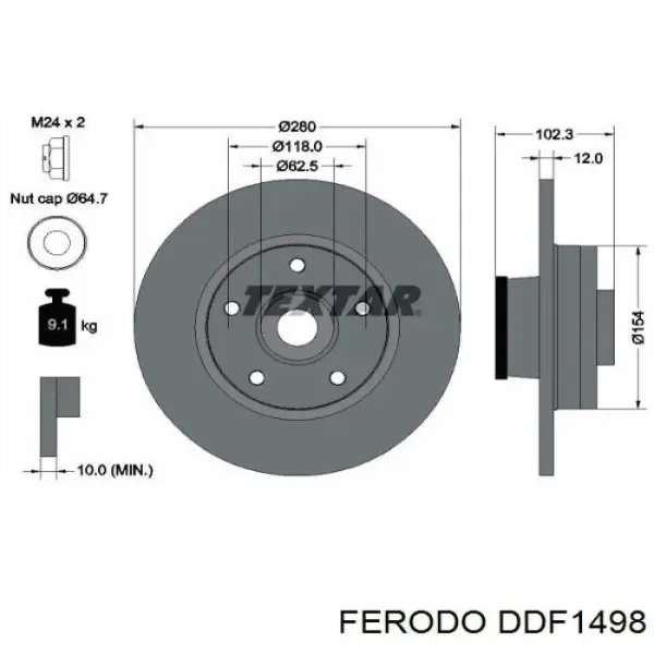 Disco de freno trasero Renault Trafic 2 FL