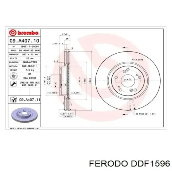 Disco de freno DDF1596 Ferodo