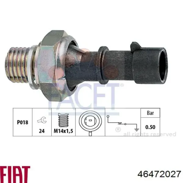 Sensor de presión de aceite 46472027 Fiat/Alfa/Lancia