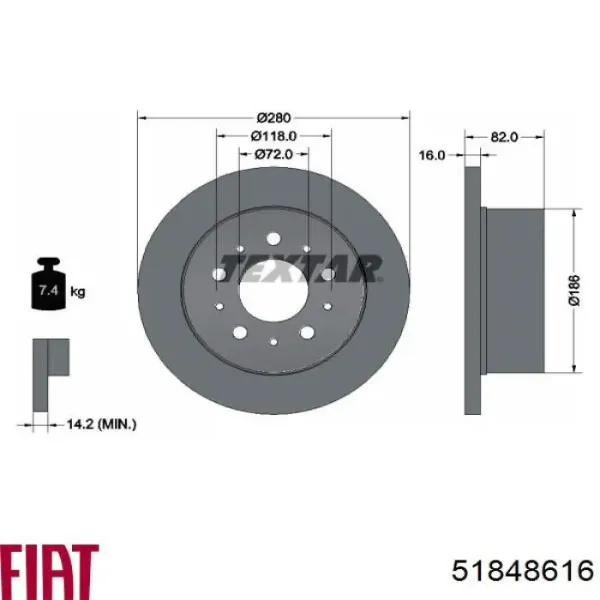 Disco de freno trasero Fiat Ducato 3 250