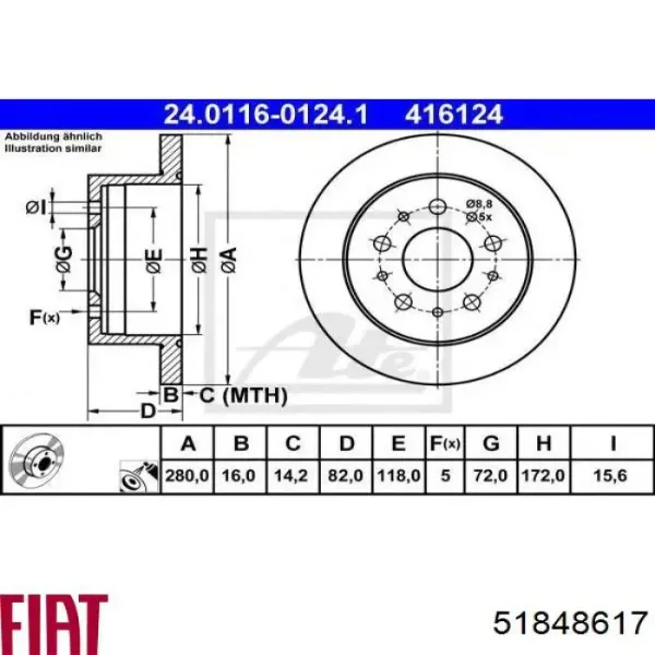 Disco de freno trasero Fiat Ducato 3 250