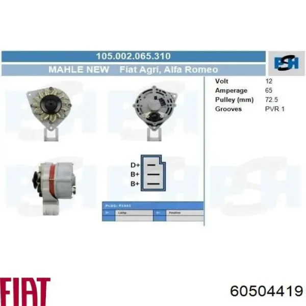 Alternador 60504419 Fiat/Alfa/Lancia