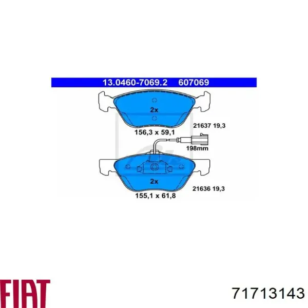 71713143 Fiat/Alfa/Lancia Pastillas delanteras