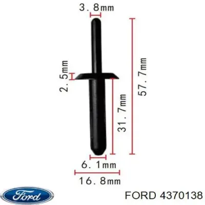 Bisagra de puerta de batientes trasera izquierda inferior FORD 4370138