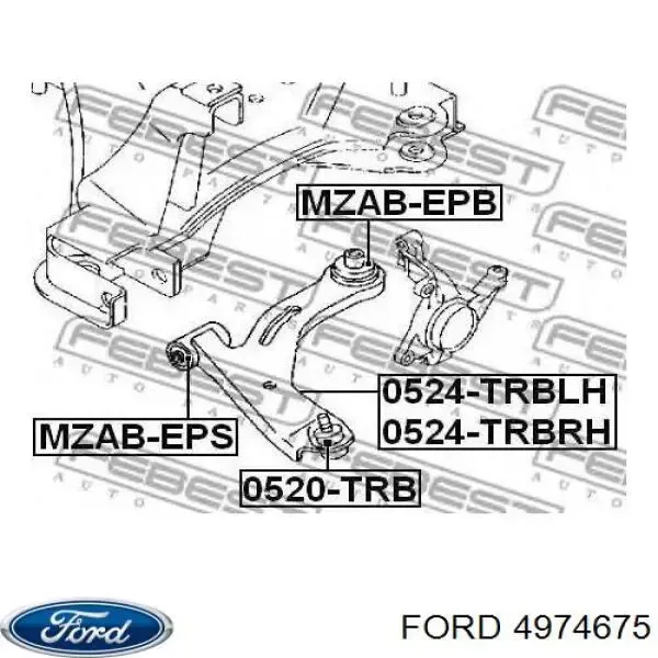 Brazo inferior derecho de la suspensión delantera 4974675 Ford