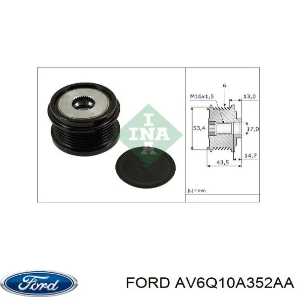 Polea alternador AV6Q10A352AA Ford