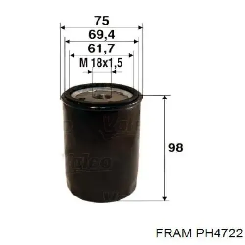 Filtro de aceite PH4722 Fram