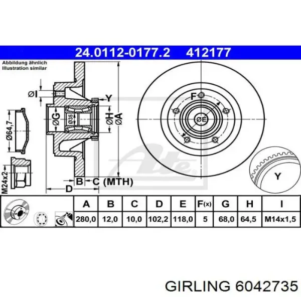 Disco de freno trasero Renault Trafic 2 FL