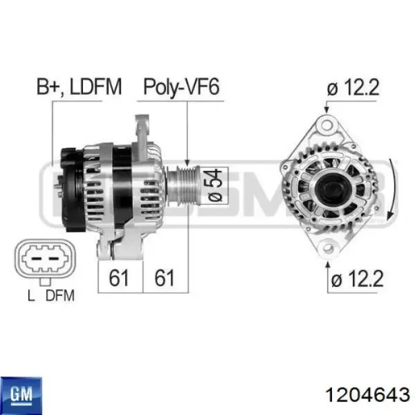 Alternador 1204643 General Motors