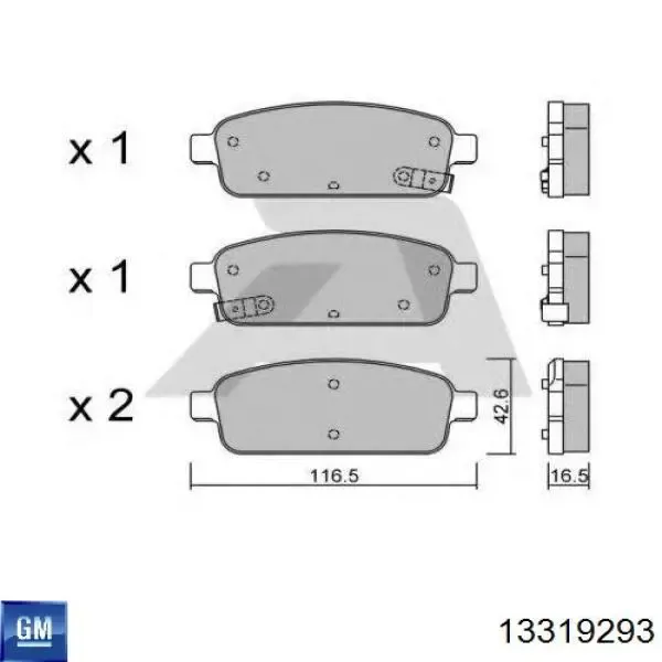 Pastillas de freno traseras 13319293 General Motors