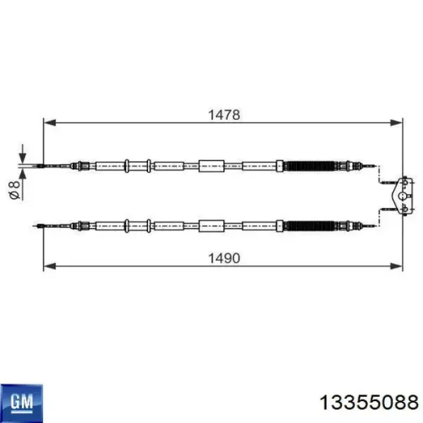 Cable de freno de mano trasero derecho/izquierdo 13355088 General Motors