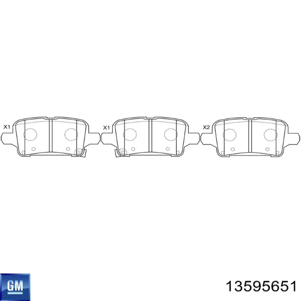 Pastillas de freno traseras 13595651 General Motors