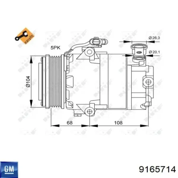 Compresor de aire acondicionado 9165714 General Motors