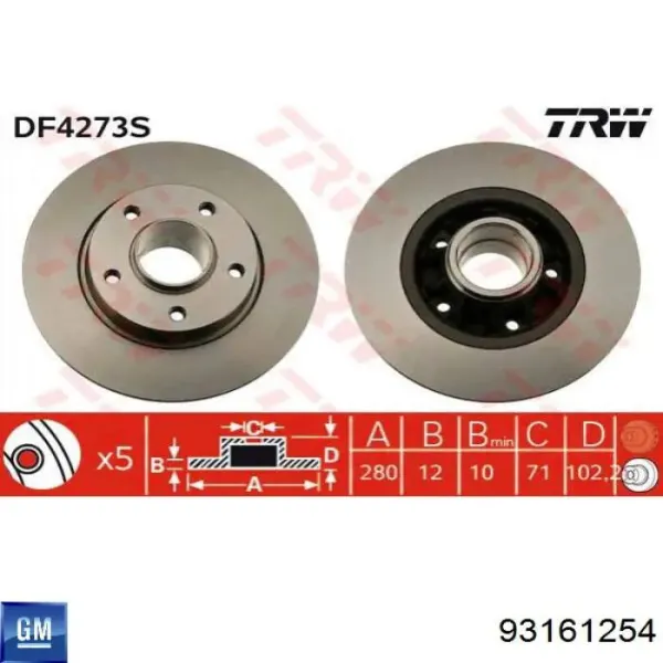 Disco de freno trasero Renault Trafic 2 FL