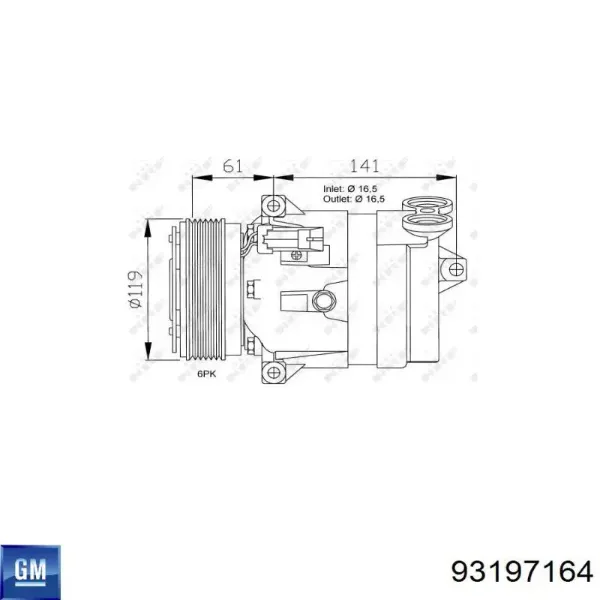 Compresor de aire acondicionado 93197164 General Motors