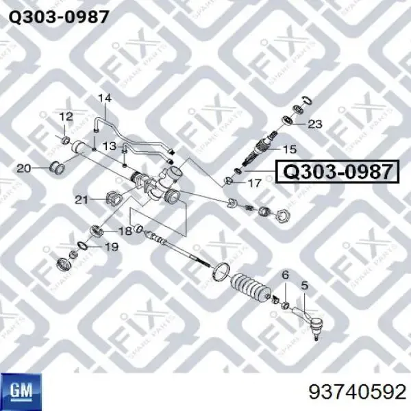 Retén de la cremallera de dirección 93740592 General Motors
