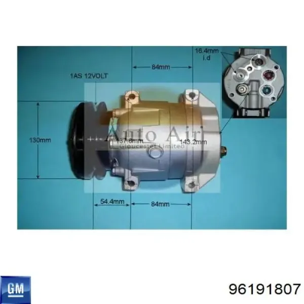 Compresor de aire acondicionado 96191807 General Motors