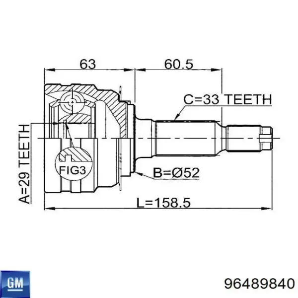 Junta homocinetica 96489840 General Motors