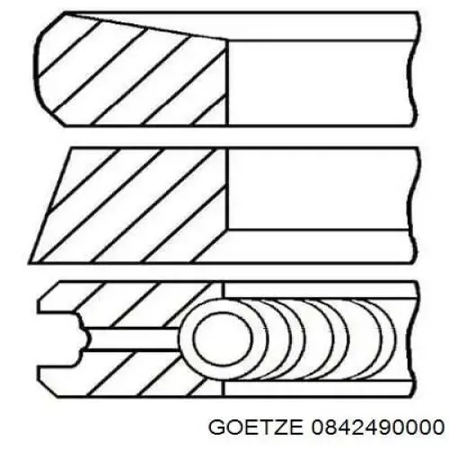 Aros de pistón para 1 cilindro, STD 0842490000 Goetze