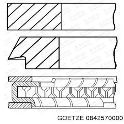 Aros de pistón para 1 cilindro, STD 0842570000 Goetze
