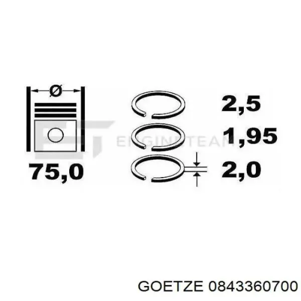 Juego de aros de pistón para 1 cilindro, sobremedida (+0,50 mm) 803752501 SM