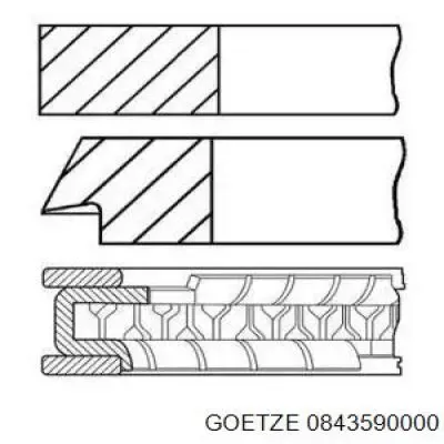 Aros de pistón para 1 cilindro, STD 0843590000 Goetze