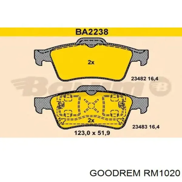 Pastillas de freno traseras RM1020 Goodrem